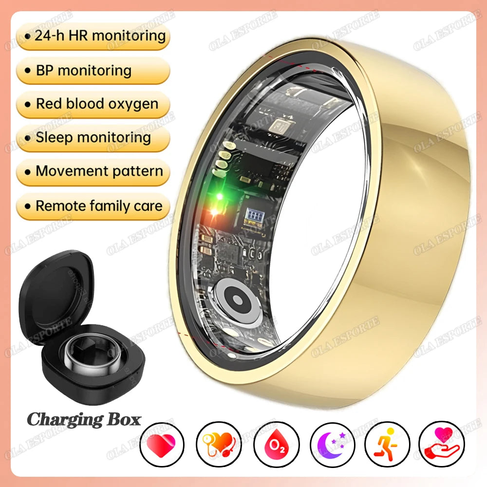 2025 New Smart Ring Heart Rate/Health Sleep Monitor Multi Sport Modes IP68 & 10ATM Waterproof Use Time 3 Days Rings Gift For Man