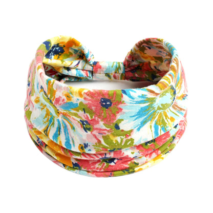 Boho Headbands Wide Knot Hair Scarf Floral Print Hairband Stretch Turban Headwrap Cotton Head Band Fashion Accessories for Women
