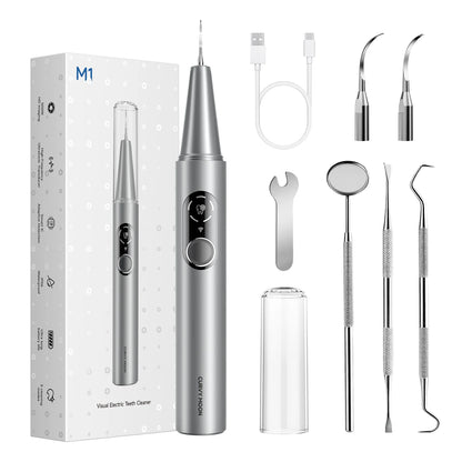 CURVY MOON Visible Electric Ultrasonic Tooth Cleaner with Camera Tartar Remover Tooth Stain Cleaning Tools Teeth Whitening Care