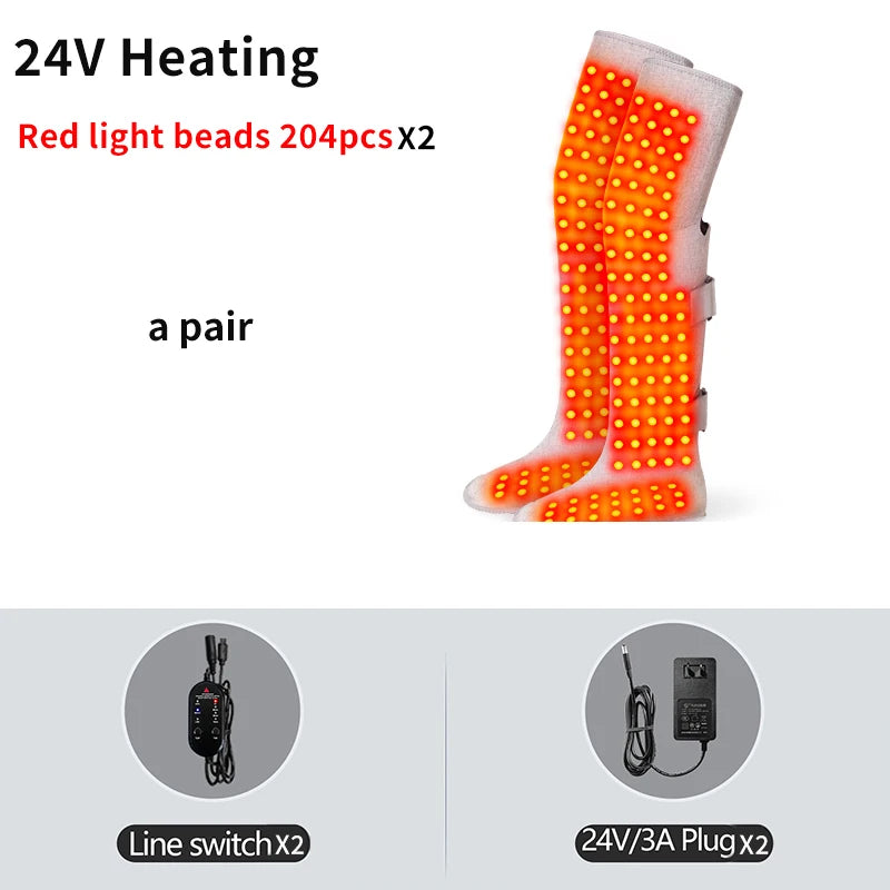 Red Light Therapy Heating Leg  Foot Wrap Electric Heating Knee Brace Relieve Cold Leg Arthritis Pain with 3-Zone Heat Warm