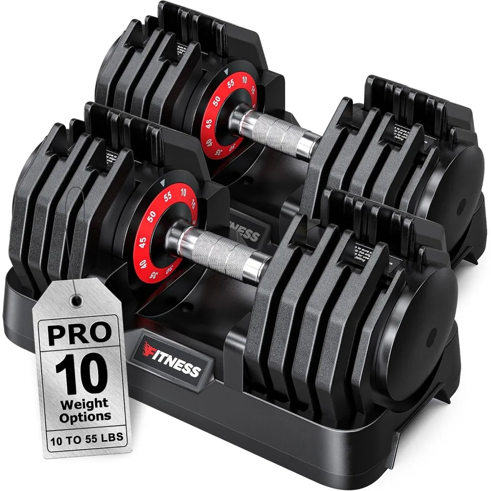 Adjustable Dumbbells Set of 2, 1 Hand Adjustable Weights Dumbbells Set, 5 in 1/10 in 1 Free Dumbbell with Anti-Slip, Customized