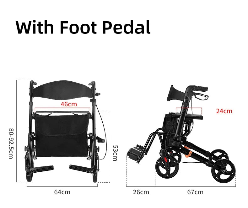 Walking Aid For The Elderly Rehabilitation Walker Anti-Fall Adjustable Folding Walking Rollator Carts With Arm Support Walker