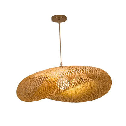 Chinese Zen Inspired Handmade Retro Bamboo Woven LED Pendant Light Living Room Lighting Decoration Rattan Woven Light