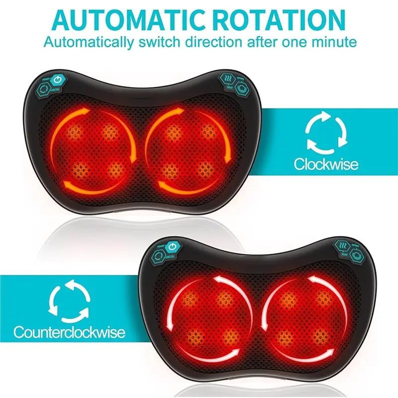 ABGP-Neck Massager Muscle Pain Relief With Heat 8 Deep Tissue Kneading Nodes 3 Speeds 2 Directions Lower Back Shoulder EU Plug