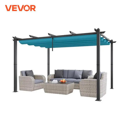 VEVOR 10'x13' Outdoor Retractable Pergola with Canopy Aluminum Pergola with Canopy Modern Pergola with Shade Canopy for Patios