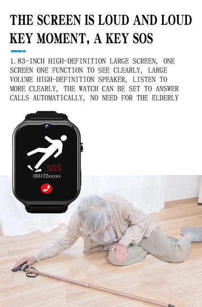 Smart Watch For Old People Elderly Smart Watch For Seniors Health Fall Detection Watch 4G Sim Card SOS Emergency Calls GPS GK8