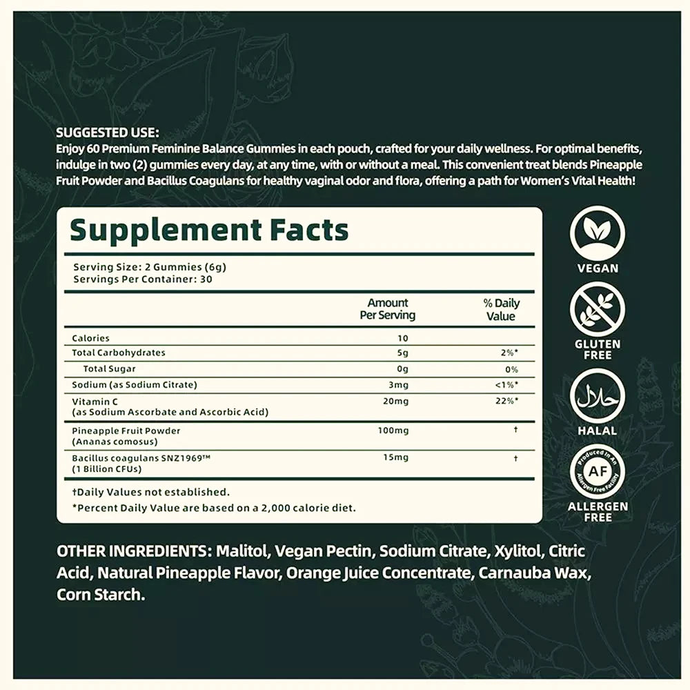 60 pieces of Vital Source Feminine Balance Gummies