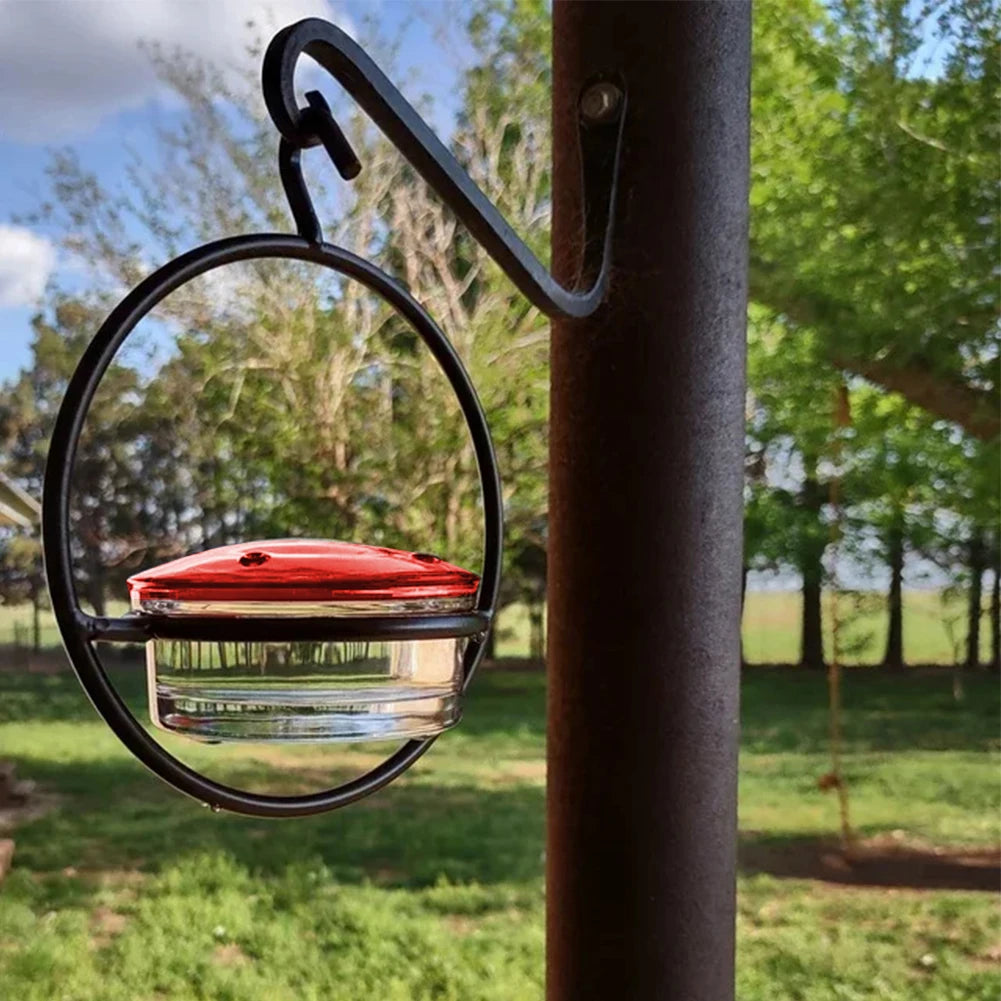 Circular Hanging Hummingbird Feeder Attract Birds Bird Feeder with Red Plastic Bowl for Outside Garden Backyard Patio Deck