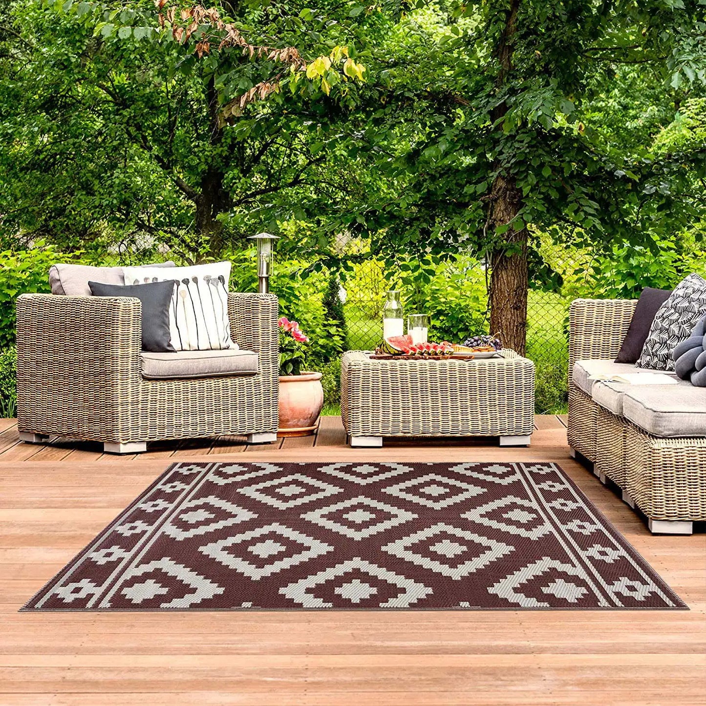 VIKAMA Outdoor Rugs for Garden Patio Waterproof Indoor Outdoor Area Carpet Mat for Camper Balcony Backyard Deck Home Decoration