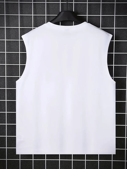Men's 100% Pure Cotton Sleeveless "NO DAYS OFF" Letter Print - Breathable Casual Summer Top Vest  Tank Top Men