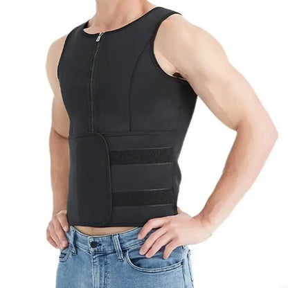 Men Sauna Sweat Zippered Vest for Weight Loss Adjustable Waist Trainer Corset Waist Trainer Body Shapewear Slimming Vest