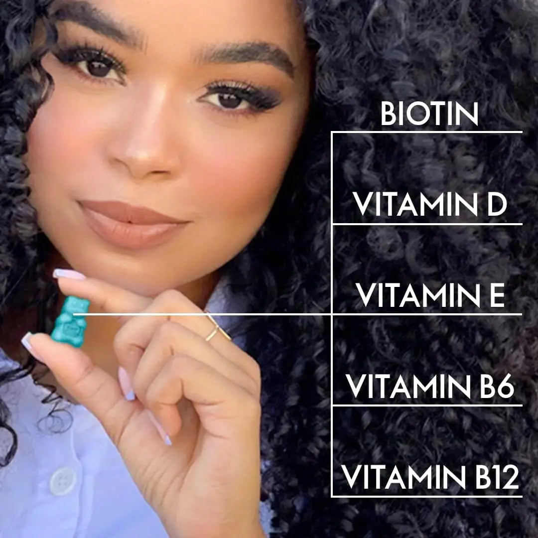 Bear Hair Vitamin Gummy Biotin 6000mcg Multivitamin Supplement Vegan Vitamin Hair, Skin & Nail Growth Gummies for Men & Women