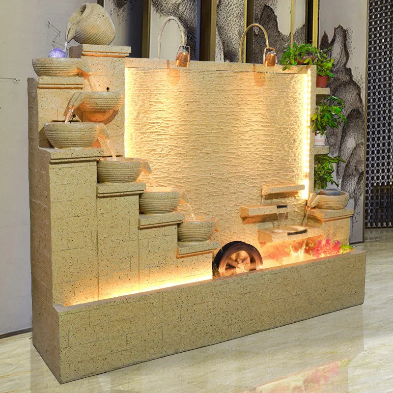 2 Meters Outdoor Water Fountain Yard Garden Villa Decoration Large Fountain Waterfall Concrete Fountains Zen Water Flows