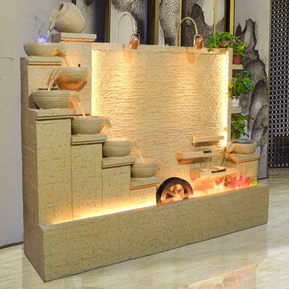 2 Meters Outdoor Water Fountain Yard Garden Villa Decoration Large Fountain Waterfall Concrete Fountains Zen Water Flows