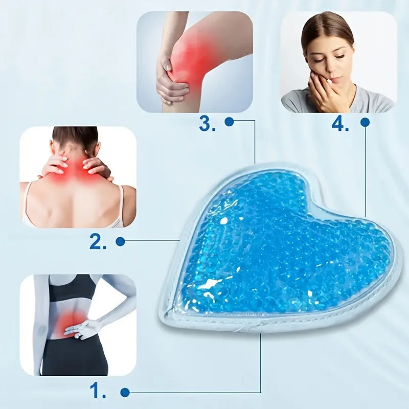 Heart Shaped Ice Pack Hot & Cold Therapy - Reusable Gel Pack for Pain Relief, Swelling, First Aid, Muscle Soreness