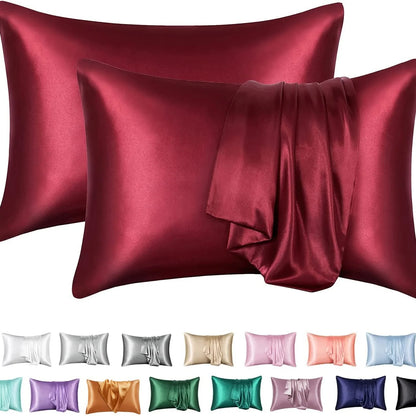 2pcs Satin Pillowcase for Skin and Hair, Satin Pillow Cases Set of 2 Soft Breathable Smooth Cooling Pillow Covers for Sleeping