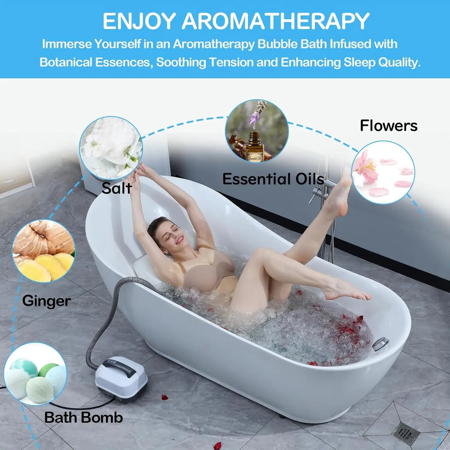Electric Bathtub Bubble Massage Mattress Waterproof Bath Spa Air Bubble Massage Mat Full Body Bubbling Bath Thermal Massager