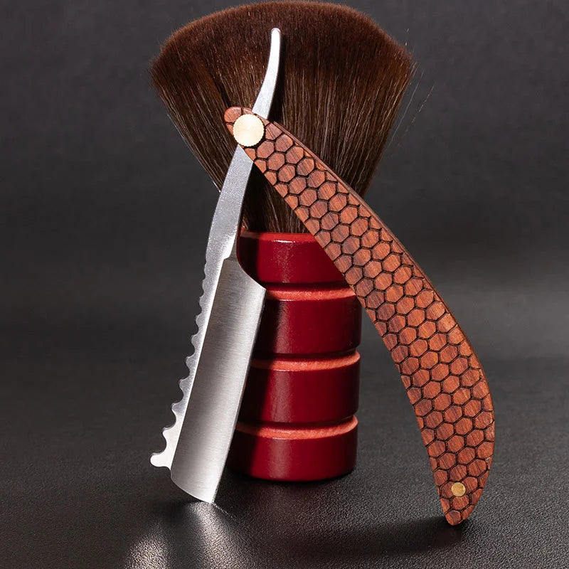 Wood Professional Barbershop Men's Shaver Straight Edge Barber Razor Knives Manual Beard Shaving Care Shavette Gift