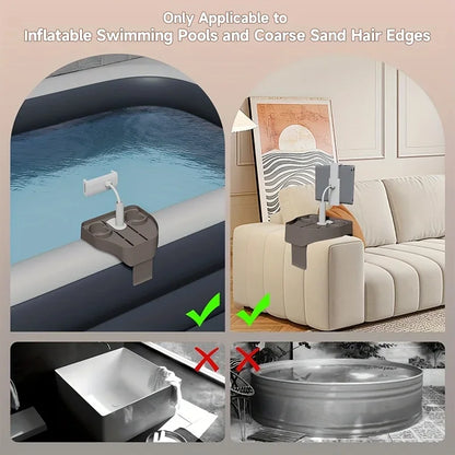3-in-1 Adjustable Hot Tub Tray Table Pool Cup Holder Phone Holder Attachable for Spa Wall Bathtub for Drinks Beverages Outdoor