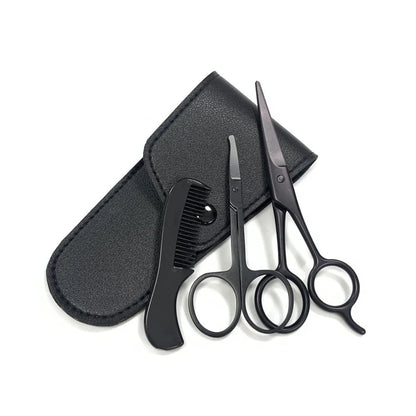 Mens Beard Grooming and Trimming Kit Beard Eyebrow Nose Hair Scissors Comb Facial Trimming  Facial Beard Cleaning Tool