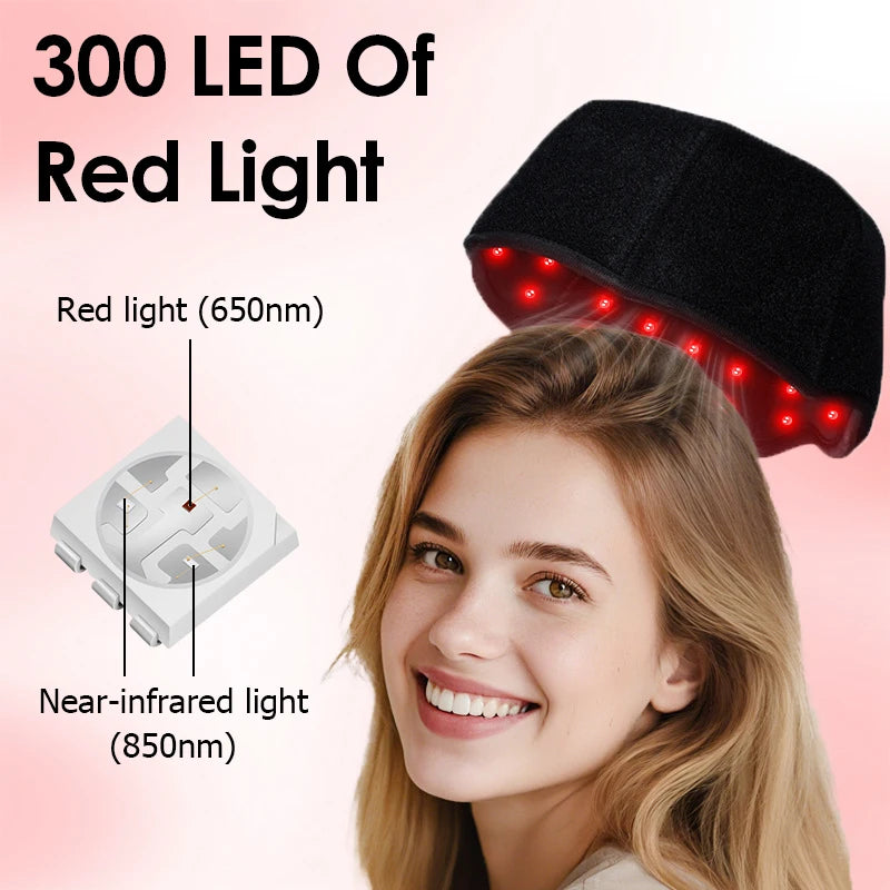 KEMOKO Red Light Hair Growth Cap 300 LED Health Light Anti Hair Loss Scalp Relax Heating promotes scalp metabolism
