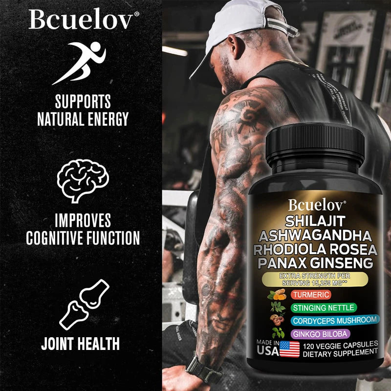 Shilajit Resin Himalaya Combination of Ashwagandha, Ginseng, Cordyceps, Ginkgo, Turmeric