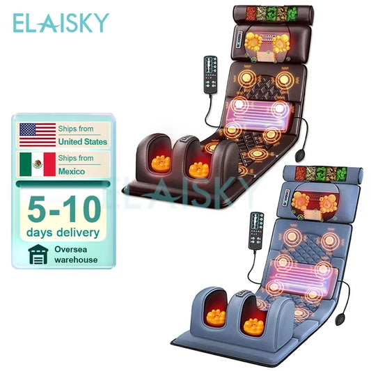Massage Mattress Electric 110V-220V Vibrating Heating Infrared Massager Cushion For Neck Back Foot Full Body Pain Stress Relief