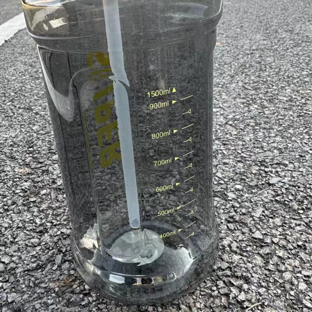 With Straw Sports Kettle with Straw 1.3L 1.5L 2L Graduated Water Cup with Straw Large Capacity Dustproof Fitness Water Bottle