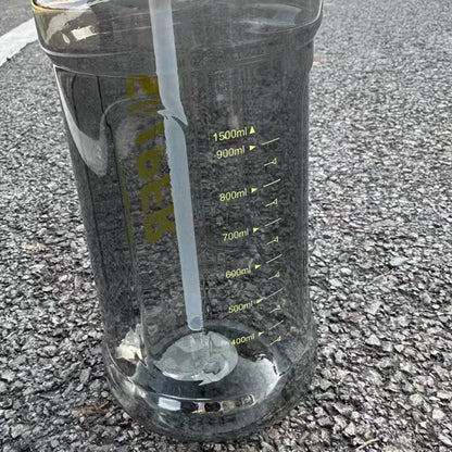 With Straw Sports Kettle with Straw 1.3L 1.5L 2L Graduated Water Cup with Straw Large Capacity Dustproof Fitness Water Bottle