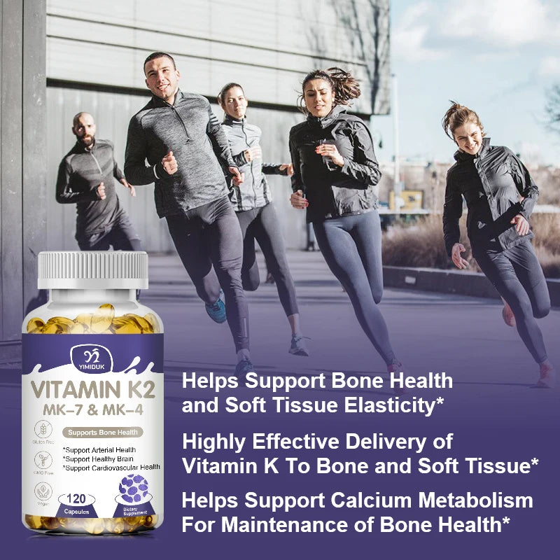 Advanced Vitamin K2 MK-7 & MK-4 Complex Supplement, Support Strong Bones & Flexible Arteries, Skin Health, Men & Women, Non-Gmo