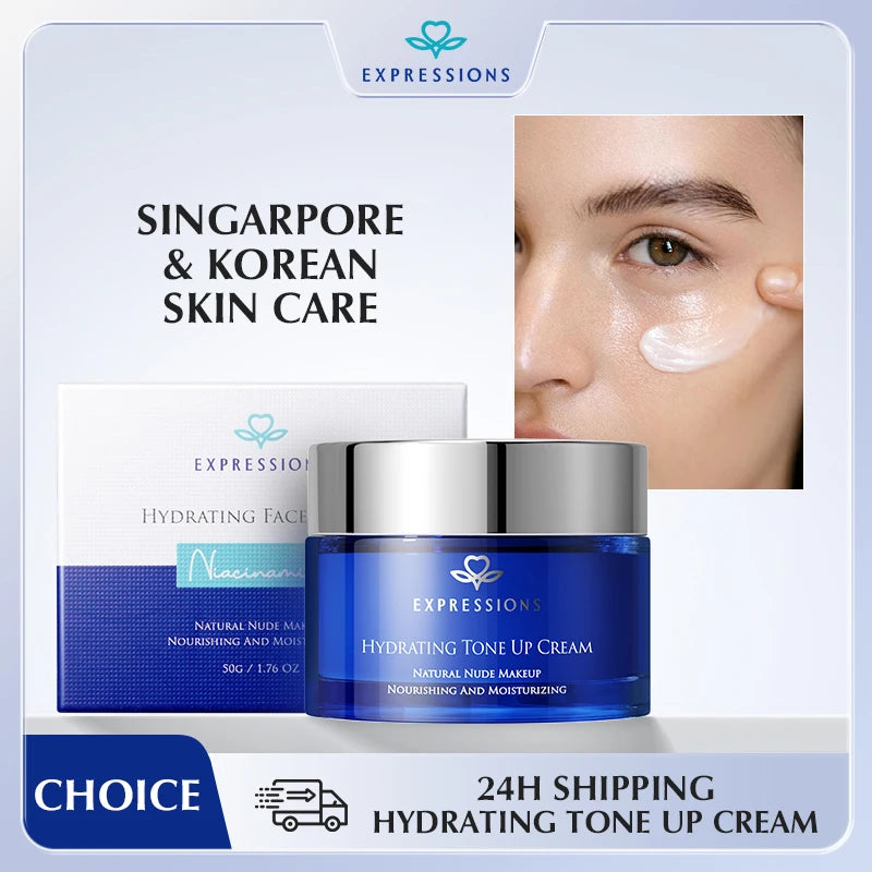 EXPRESSIONS Hydrating Tone-Up Face Cream – Niacinamide Brightening, Natural No-Makeup Look, Long-Lasting Moisturizer