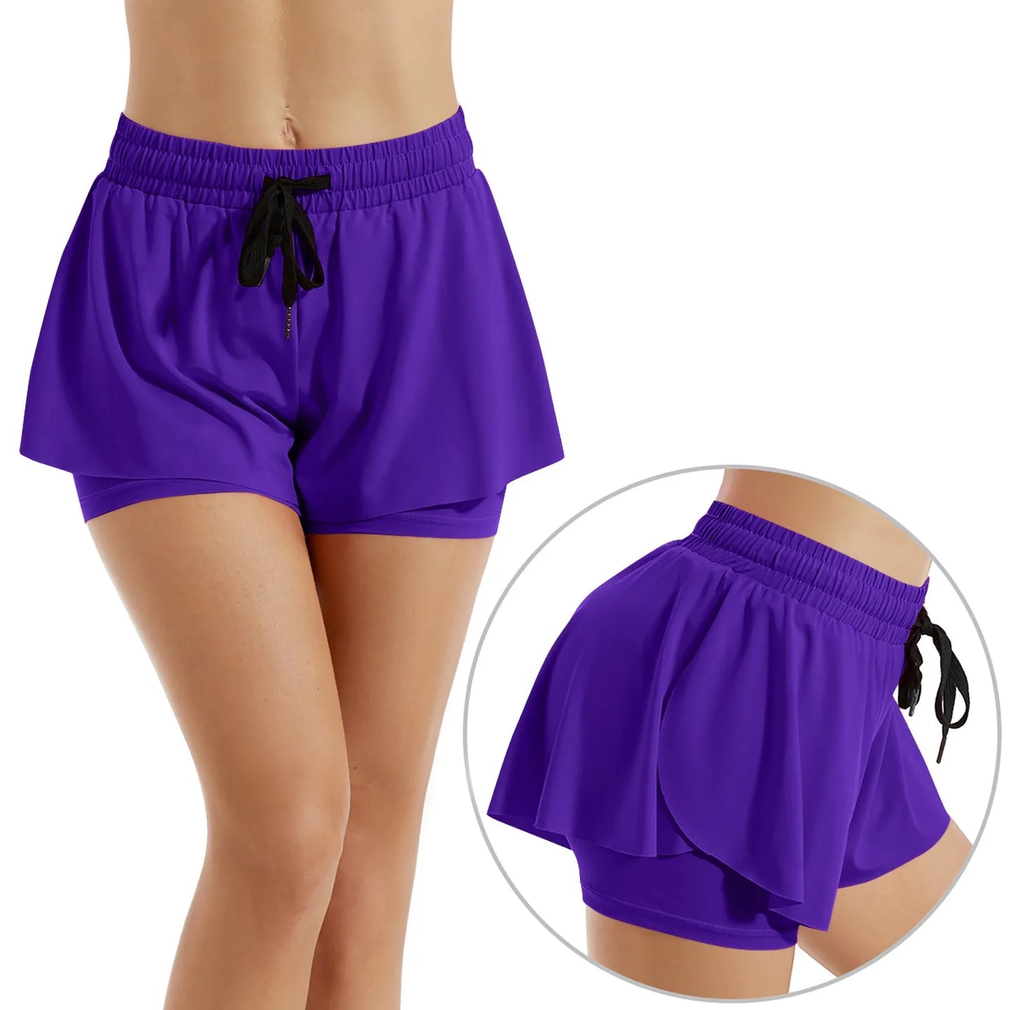 Women Sports Short Skirt 2 In 1 Yoga Shorts Side Fork Fitness Running Tennis Badminton Anti Exposure Skirt Gym Sportswear