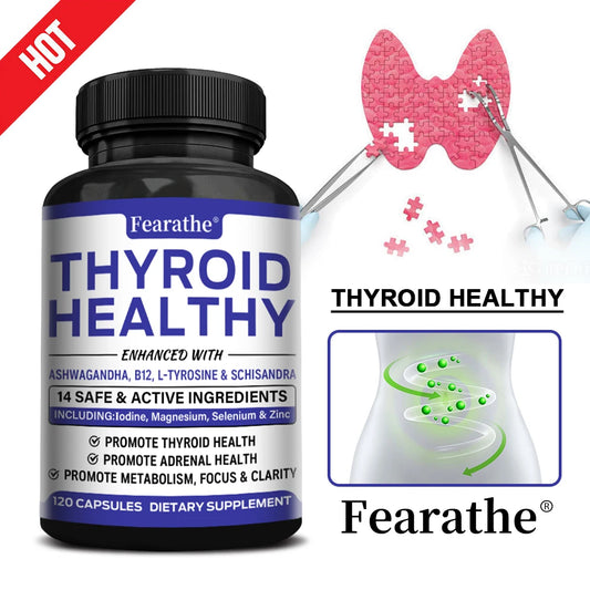Thyroid Support Supplement for Women and Men, with Iodine, Zinc, B12, Ashwagandha and L-Tyrosine, Supports Energy and Metabolism