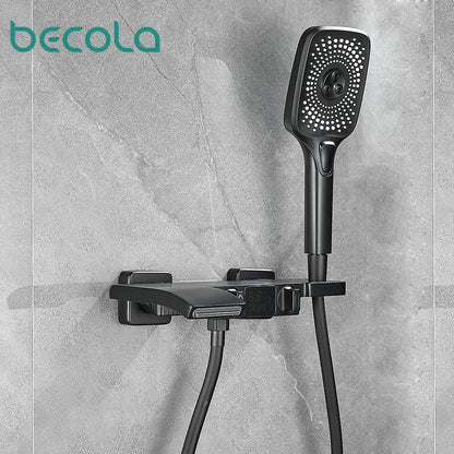 Becola bathroom shower set with intelligent digital display waterfall water outlet and handheld three types of water outlet