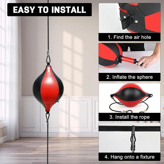 Speed Bags For Boxing Elastic Punching Ball Portable PU Leather Double End Punching Bag For Workout Coordination Core Training
