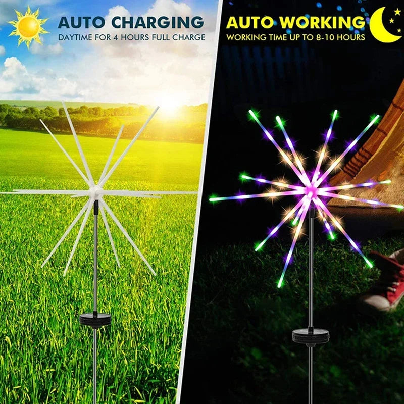 Solar Light Outdoor Waterproof Courtyard Garden Street Pathway Lamps Christmas Decoration Landscape LED Solar Firework Lights