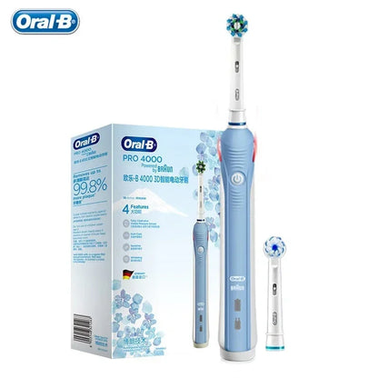Oral B Pro 4000 Electric Toothbrush Rechargeable 3D Visible Pressure Sensor 4 Modes Sonic Tooth Brush for Adults Oral Cleaning