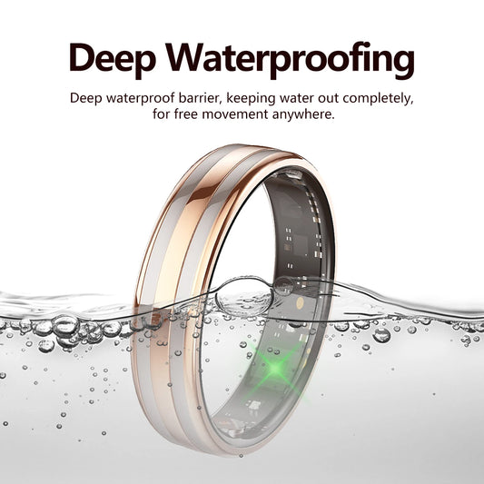 Smart Ring - Fitness Tracker with Sleep Monitor, Pedometer & 20+ Exercise Modes, IP68 Waterproof, USB Rechargeable, Stainless S