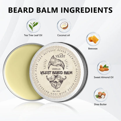 Beard Balm For Men Facial Hair Beard Growth Wax Thicking Softens Moisturizing Nourishing Professional Mustache Cream Beard Care