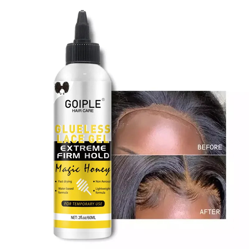 GOIPLE 2fl.oz Washable Glue Less Lace Gel Extreme Firm Hold Fast Drying Natural Wig Formula Adhesive for Temporary Use