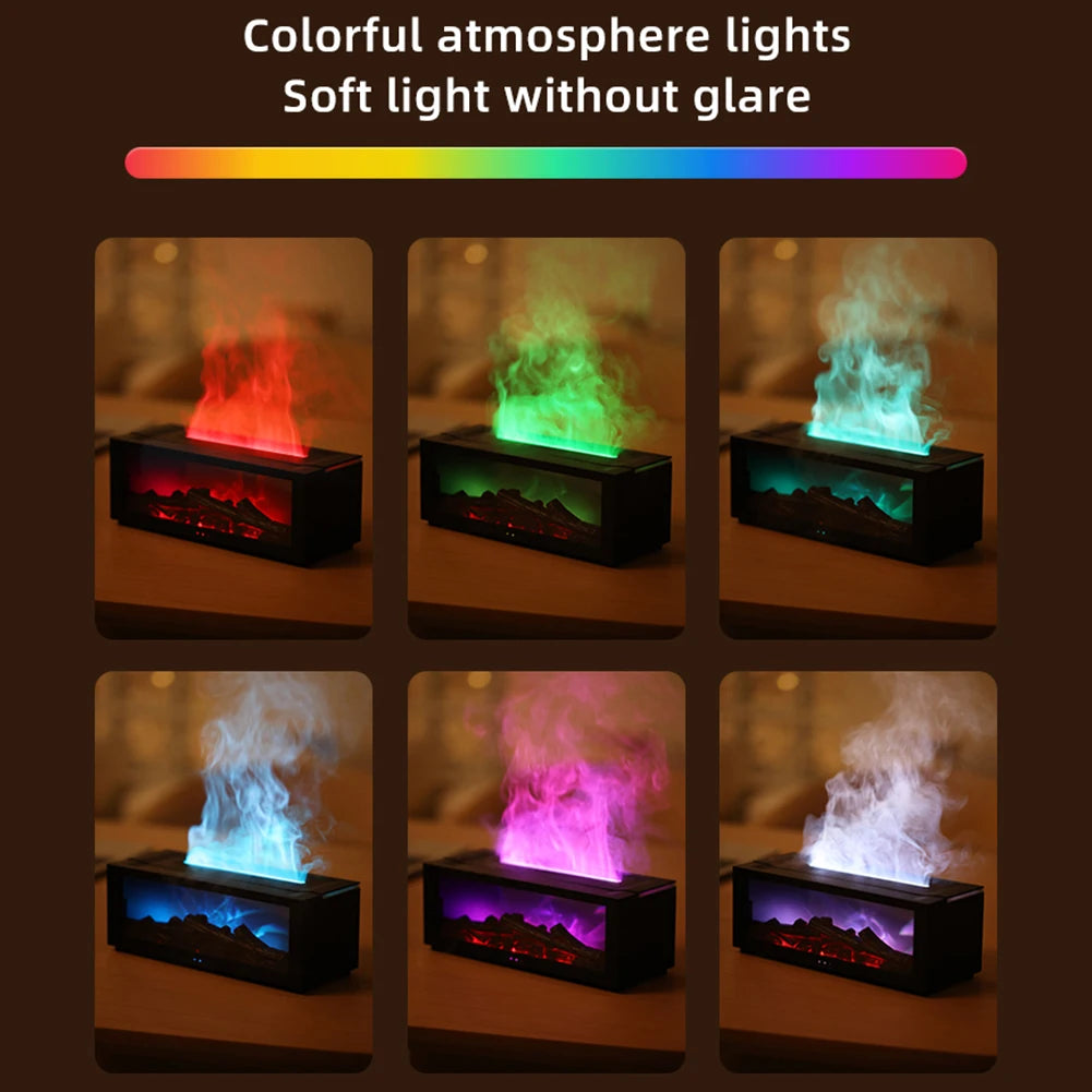 Air Humidifier Essential Oil Diffuser Flame Aroma Humidifier Home Room Fragrance Diffuser with Night Light Aromatherapy Diffuser
