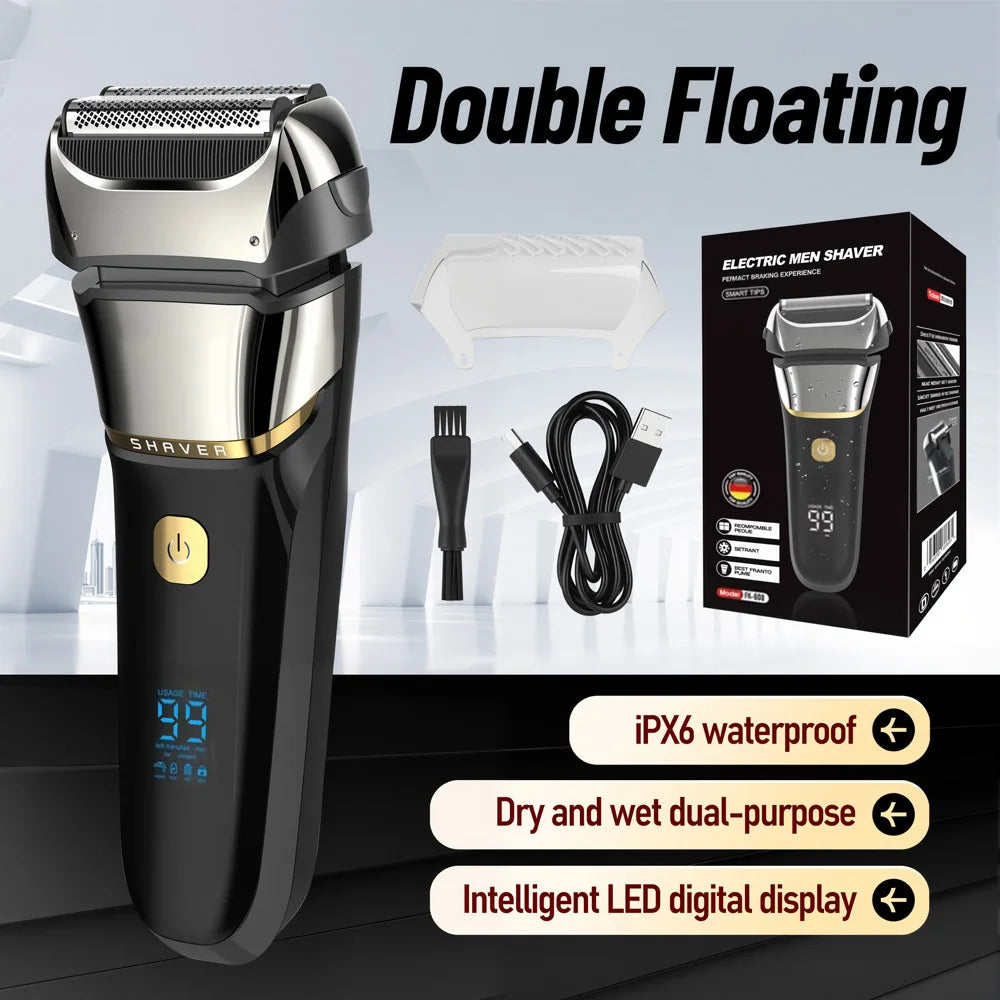  Electric Razor for Men Face Cordless Rechargeable Waterproof Foil Shaver with LED Display for Beard Trimming Razors
