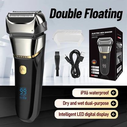  Electric Razor for Men Face Cordless Rechargeable Waterproof Foil Shaver with LED Display for Beard Trimming Razors