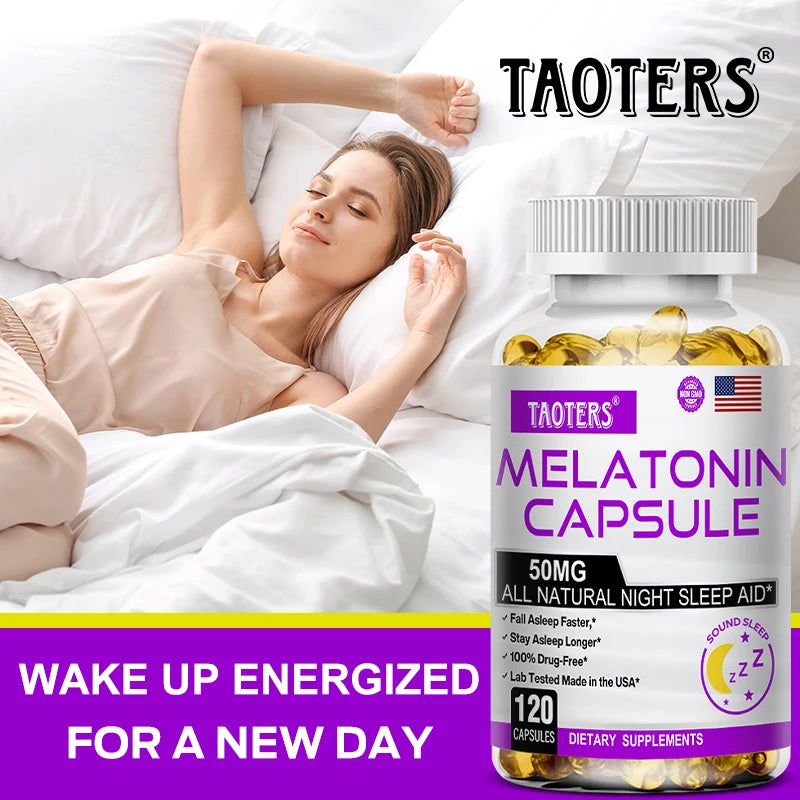 Melatonin Capsules 50mg - Promote Falling Asleep Quickly, Calm The Mind, Natural Sleep Aid Supplement
