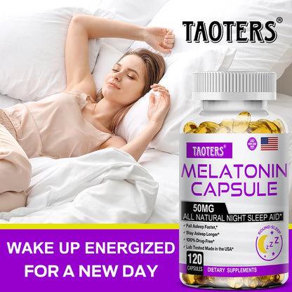 Melatonin Capsules 50mg - Promote Falling Asleep Quickly, Calm The Mind, Natural Sleep Aid Supplement