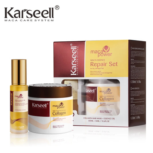 Karseell Collagen Hair Mask 500ml 16.9 fl.oz + Argan Oil Hair Serum 50ml 1.69 fl.oz