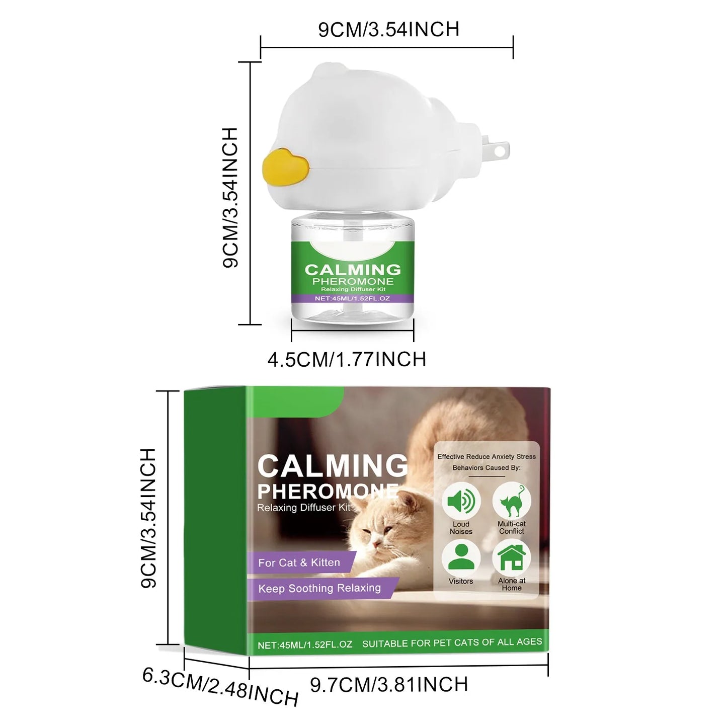 45ML Cat Pheromone Calming Diffuser Effectively Relieves Anxiety Stress Soothing Without Irritation Gentle Ingredients
