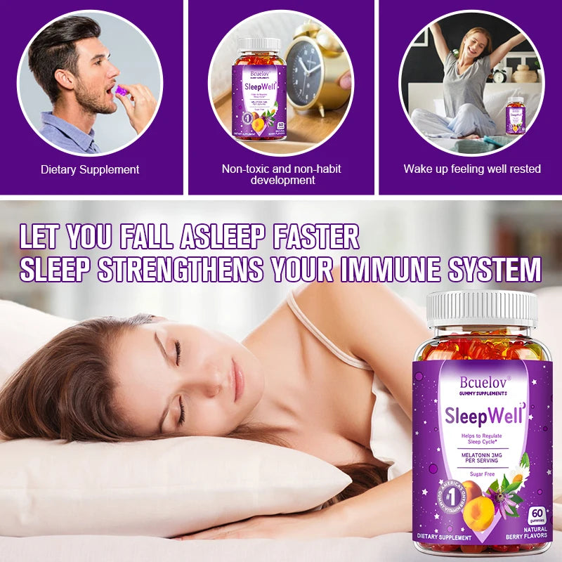 Melatonin Gummies, 3 Mg Melatonin Supplements for Sleep Support, Improve Mood, Antioxidant and Immune Regulation