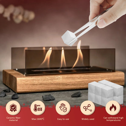48Pcs Tabletop Fire Pit Temperature Resistant Ceramic Wool Wick Ceramic Wool Wick Sponge Extend Burning Time Table Top Firepit