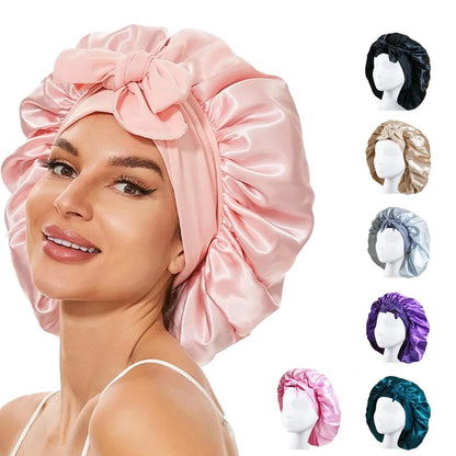 Satin Silk Hair Bonnet | Adjustable Tie Band | Sleep Bonnet for Women Men | Unisex Protective Headwear